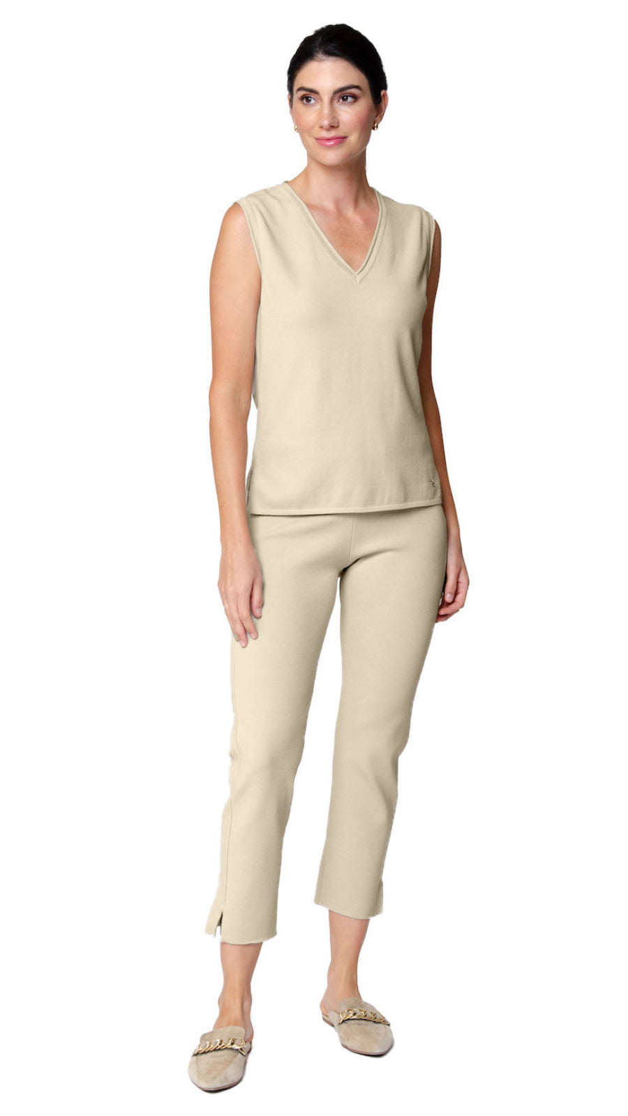 Victoria V-Neck Tank Top, Warm Beige