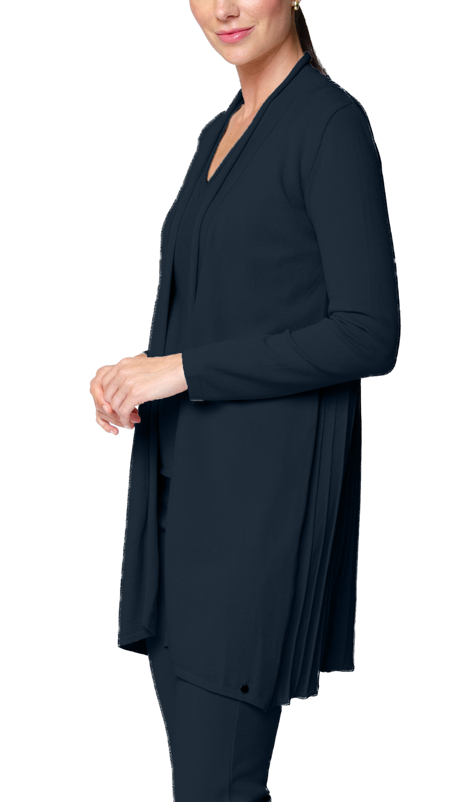 Amely Shawl Collar Mid-Length Cardigan ; Dark Navy