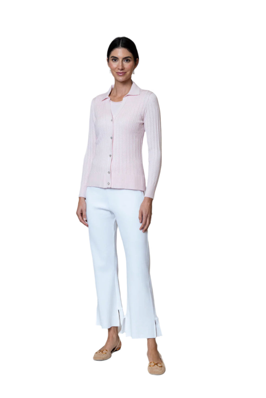 Daphne Mesh Short Sleeved Cardigan, Pink Petal