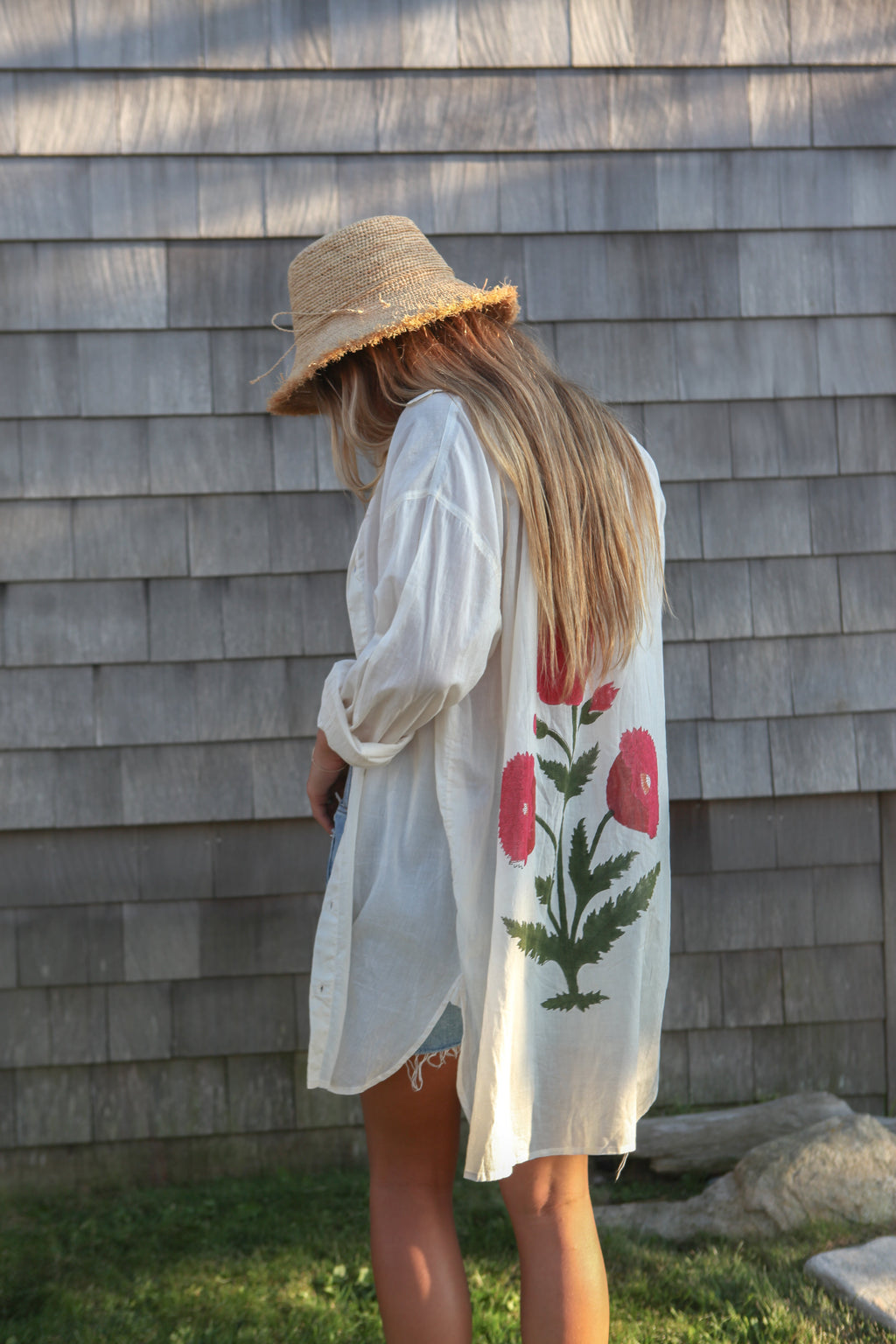 Clove Shirt Dress - Ecru/Red