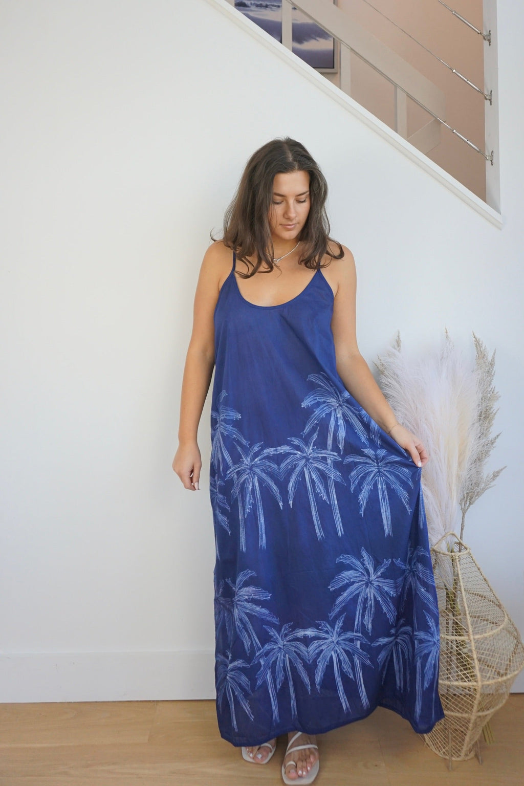 Pasha Maxi Dress - Navy Palm Shibori