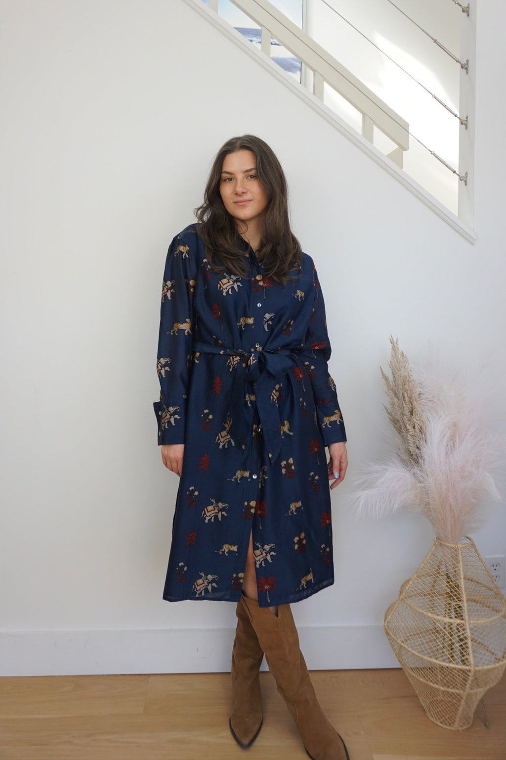 Zoey Midi Dress - Navy Tiger