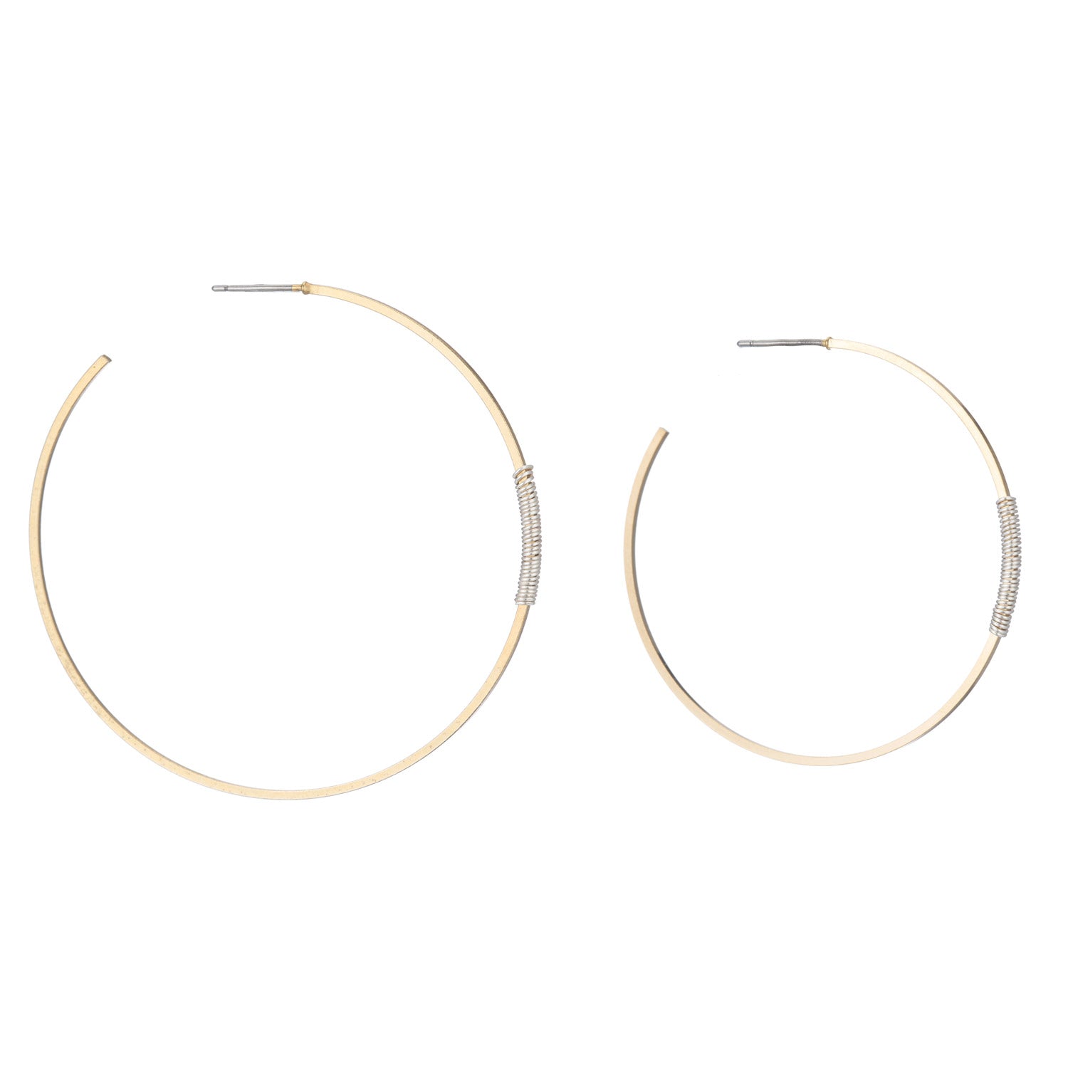 Matte Gold Super Fine Square Wire Silver Wrap Hoop Earrings