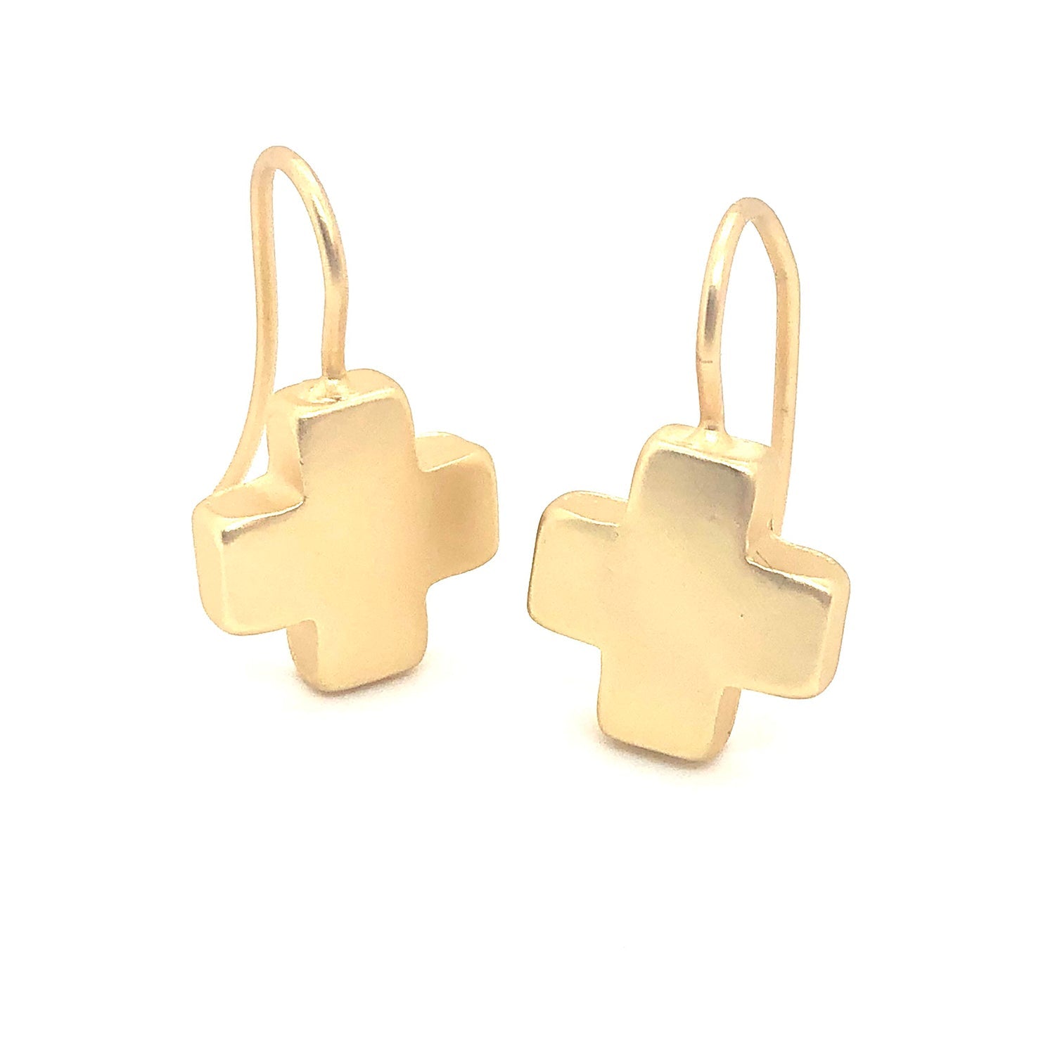 Matte Gold Cross Wire Earring