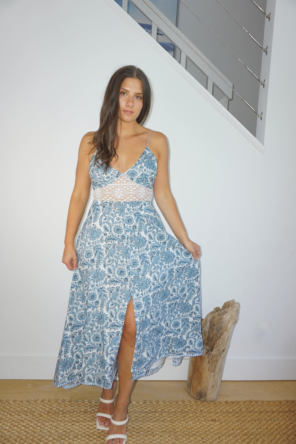 Isabella Dress in Teal Bird