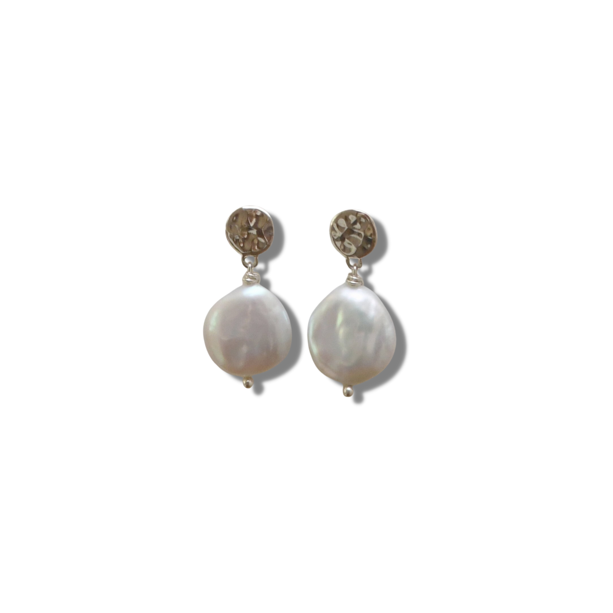 Luna Pearl w/ hammered sterling post- 2 Colorways