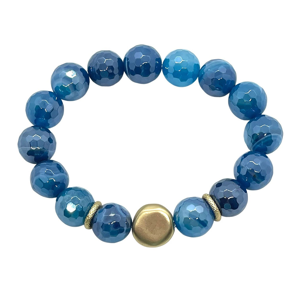 Blue Agate Nugget Stretch Bracelet