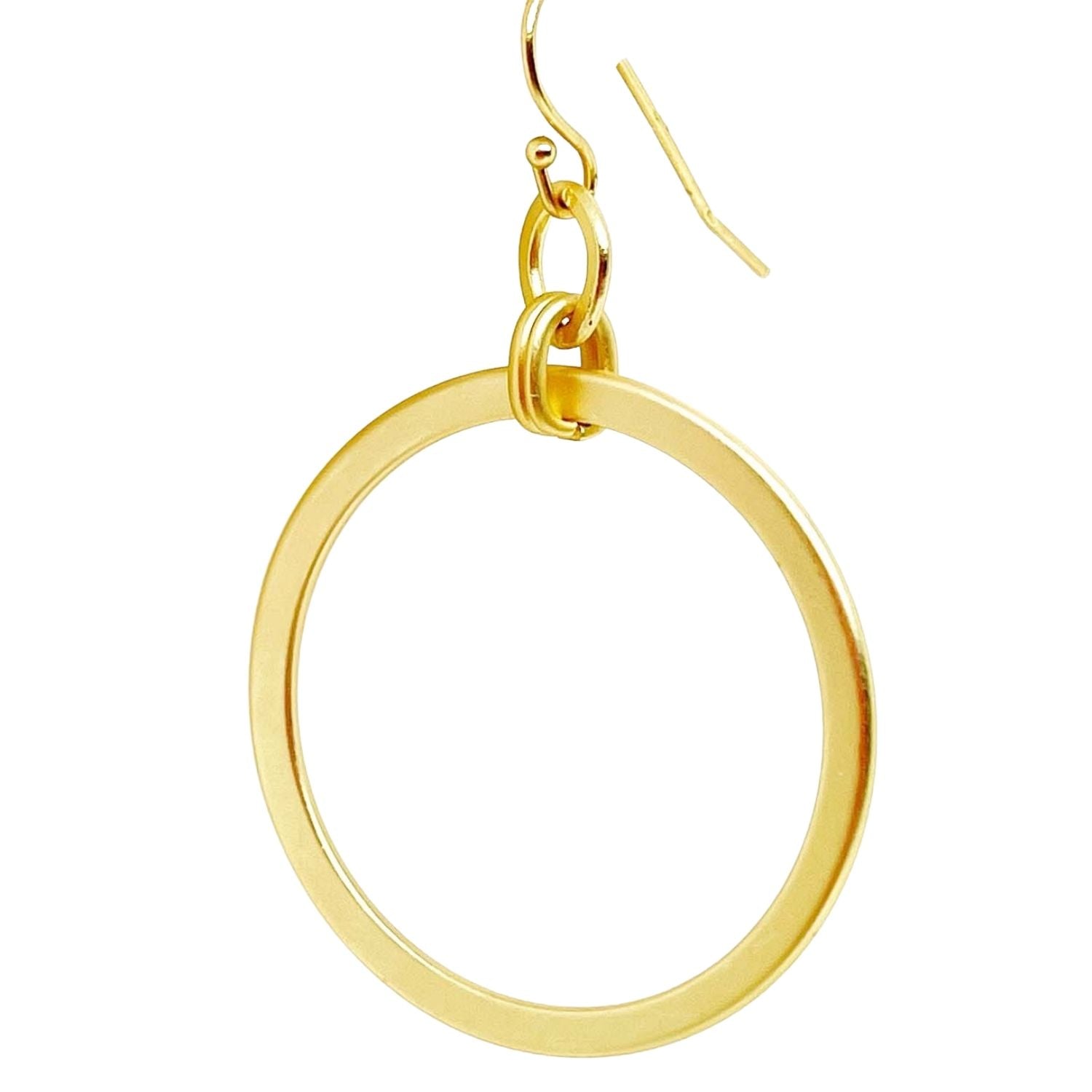 Matte Gold Flat Loop Hoop Earrings