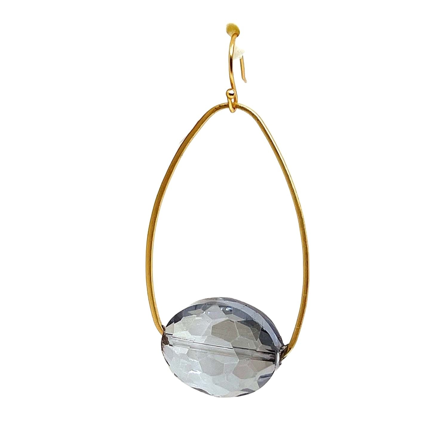 Gray Crystal Inset Oval Earrings