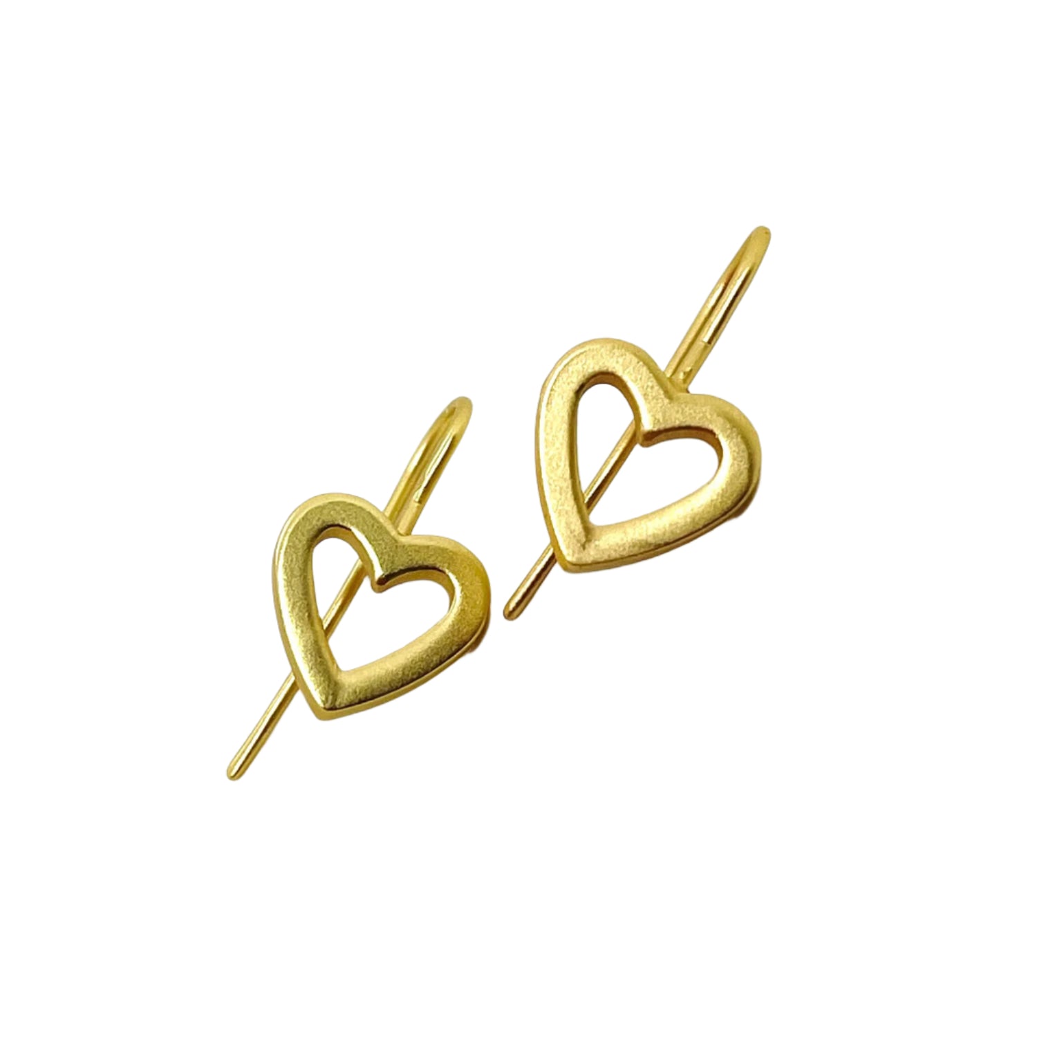 Matte Gold Heart Earrings