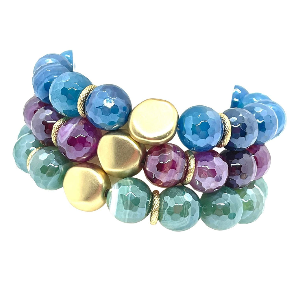 Blue Agate Nugget Stretch Bracelet