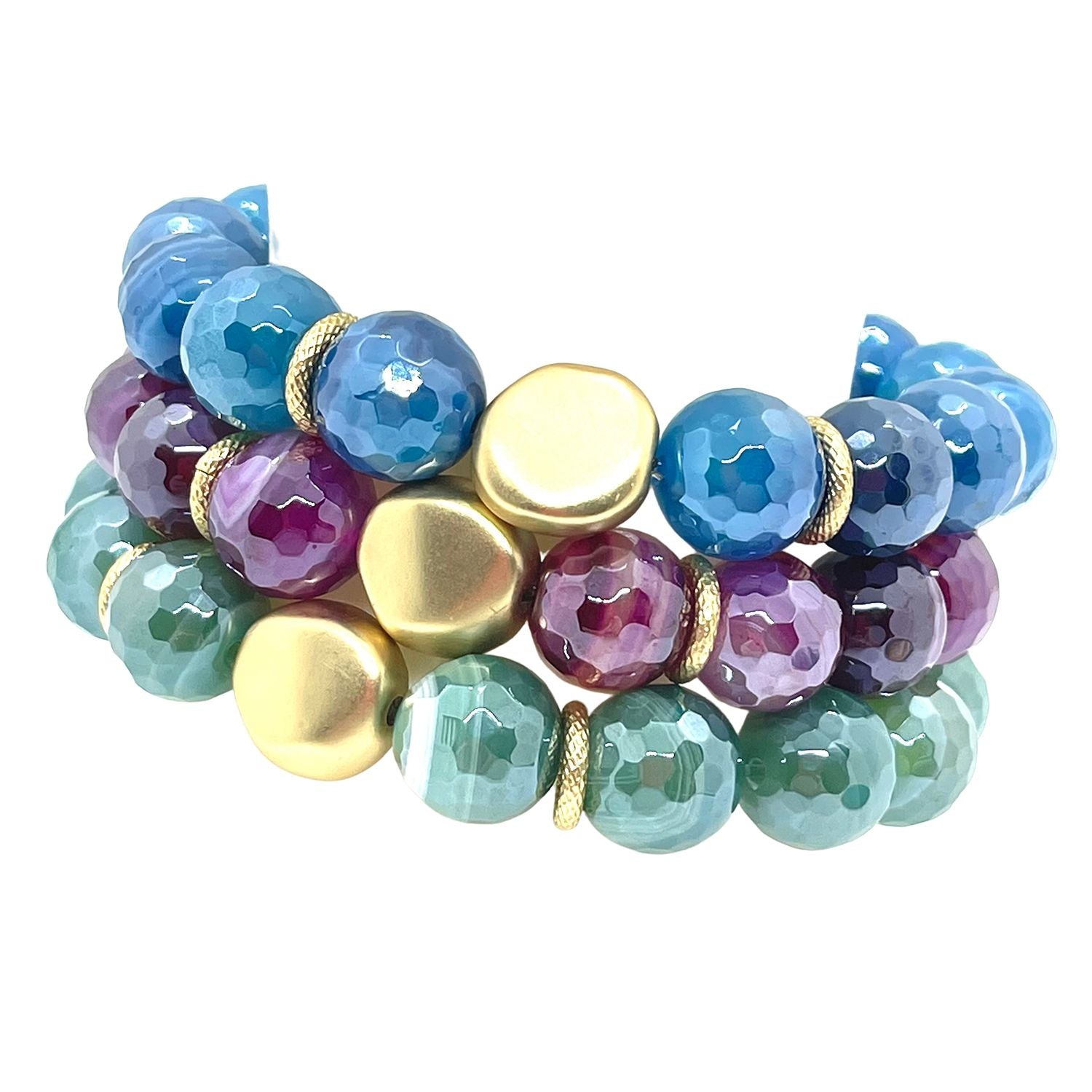 Blue Agate Nugget Stretch Bracelet