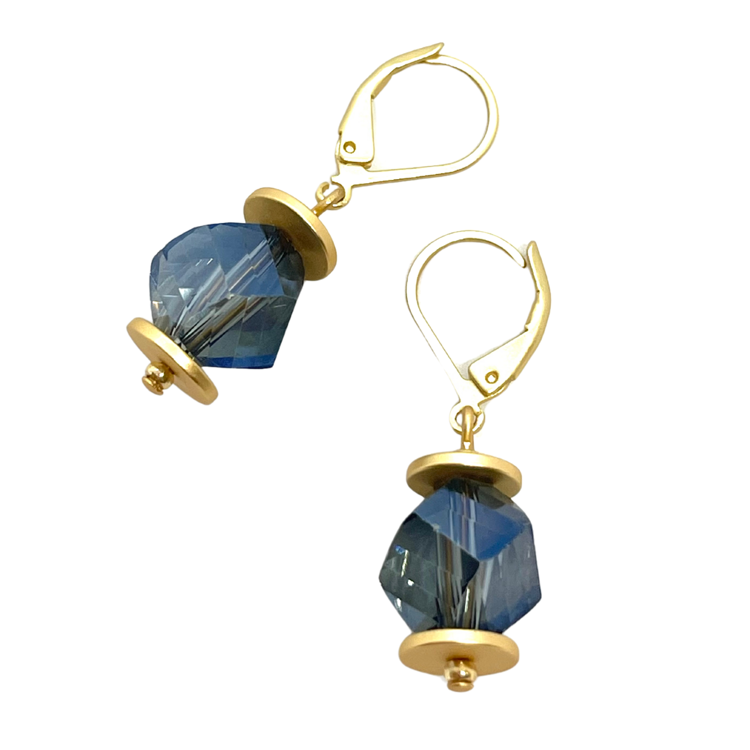 Labradorite Blue Slice Crystal Earrings