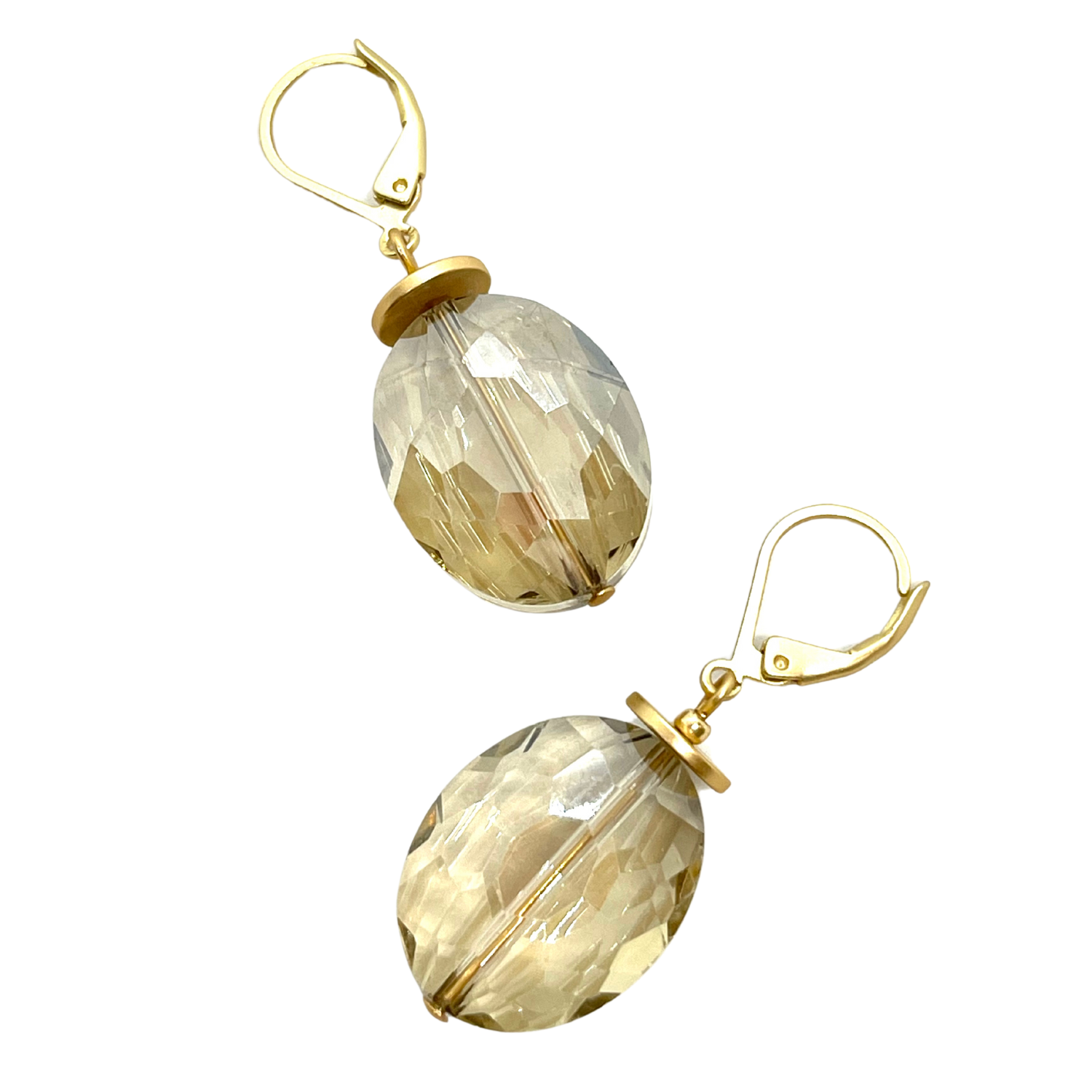 Champagne Crystal Lever Back Earrings