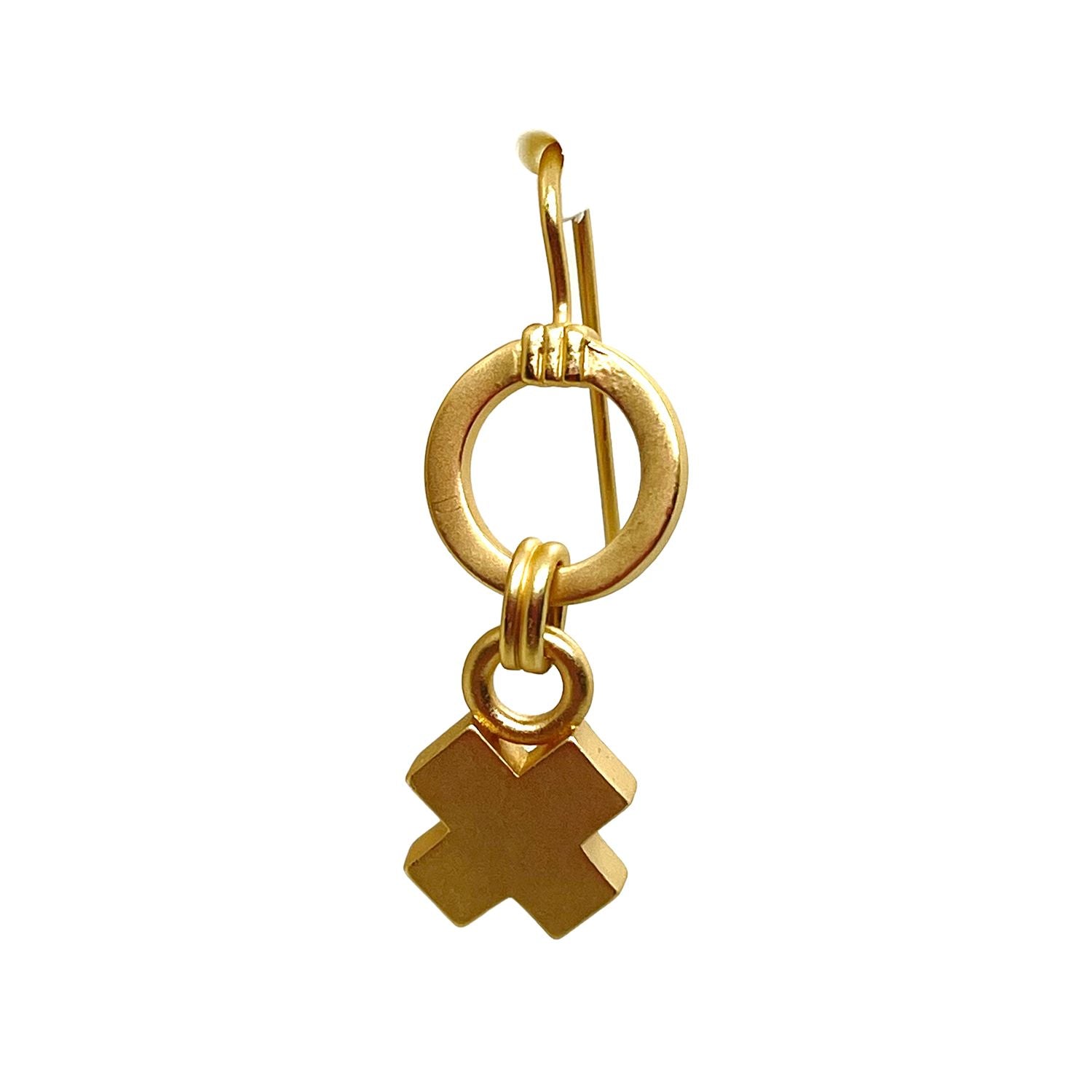 Matte Gold Circle X Earrings