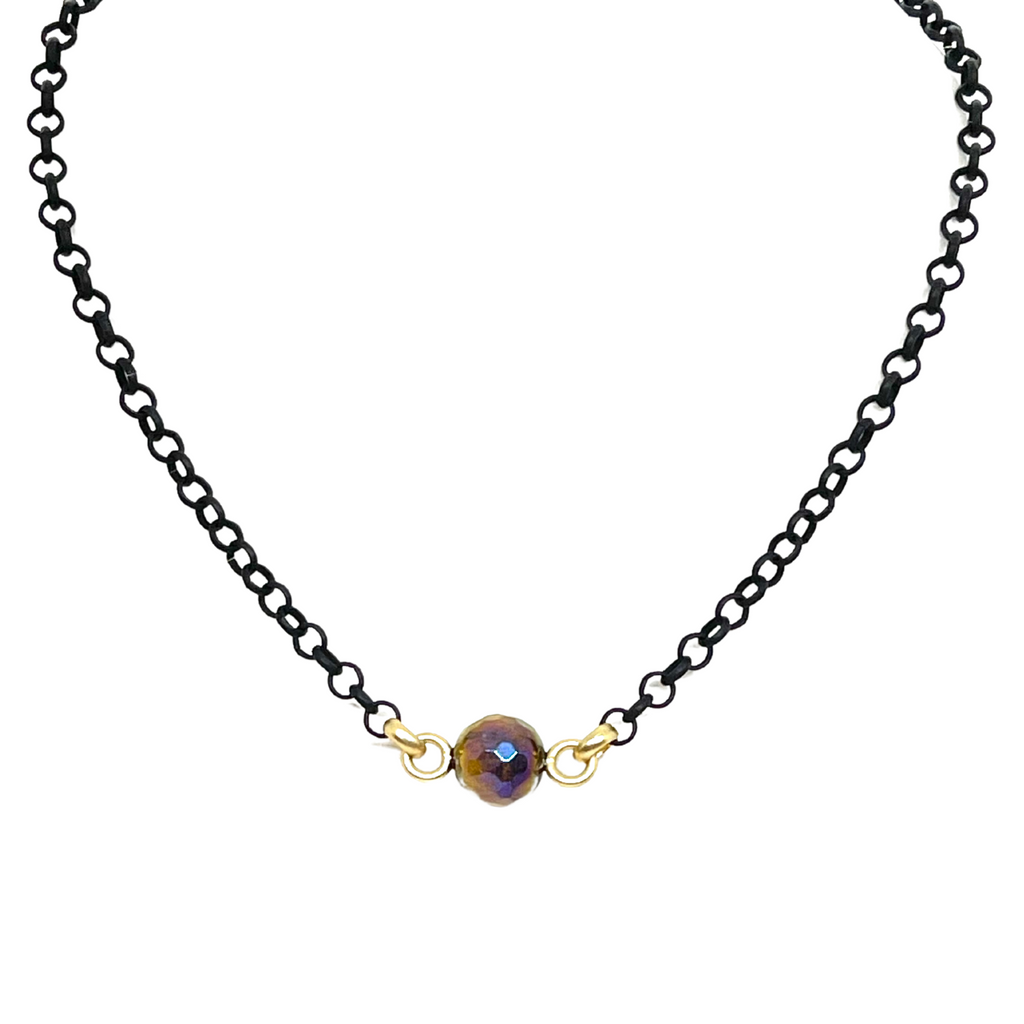 Tigers Eye on Matte Gold Rolo Chain Necklace