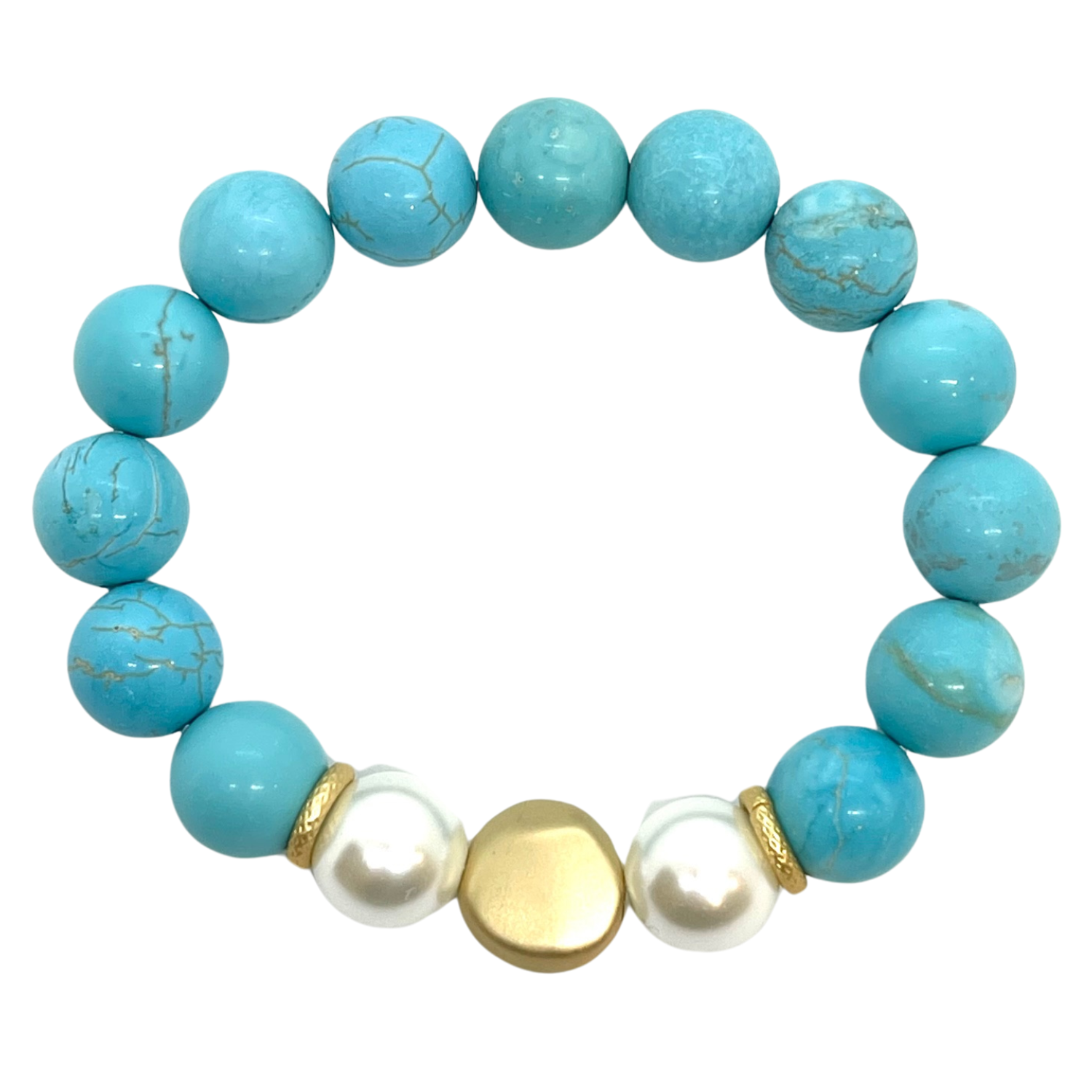Turquoise Howlite and Pearl Stretch Bracelet