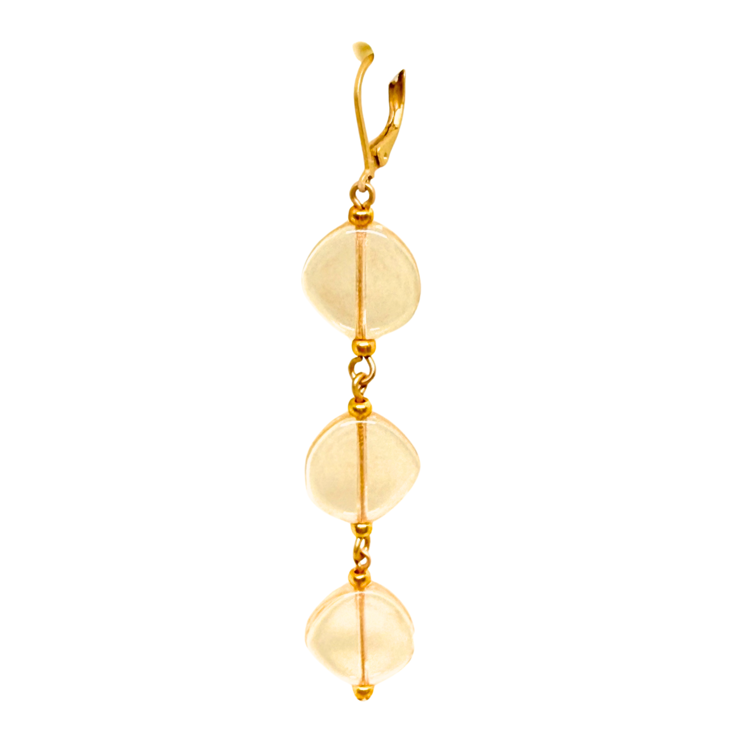 Yellow Pressed Glass Linear Earrings